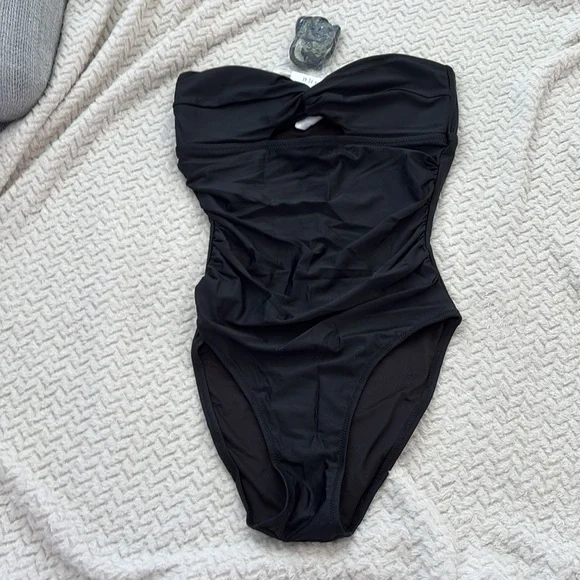 J Crew Long-torso ruched cutout‎ one-piece Size 4 Black - Picture 2 of 8